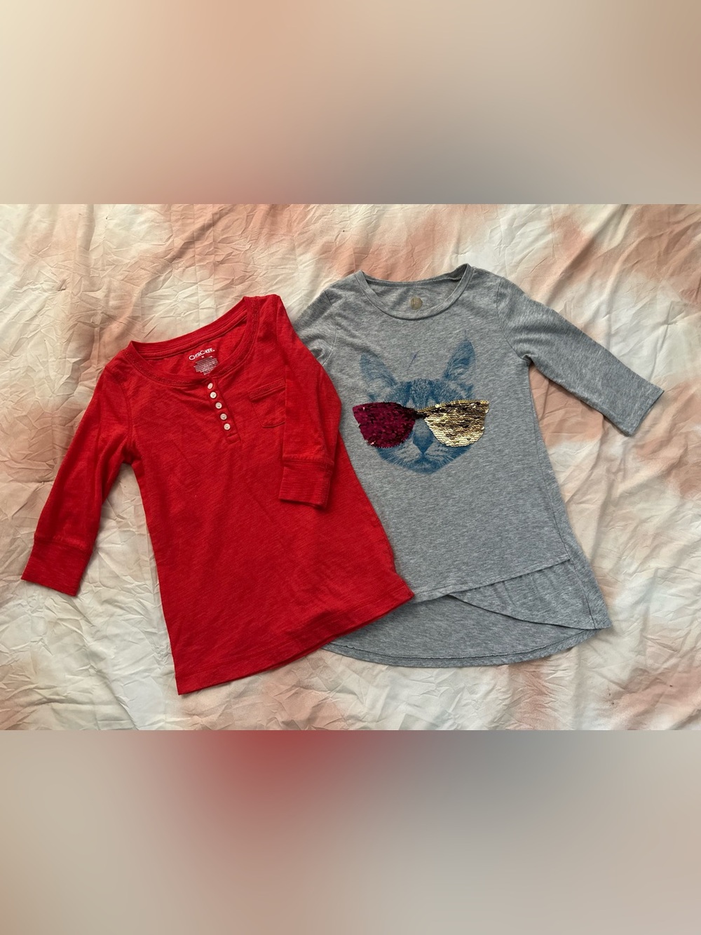 Girls' Red Cherokee & Total Girl 3/4 Baseball Sleeve Henley T Shirts | Size 7/8Y